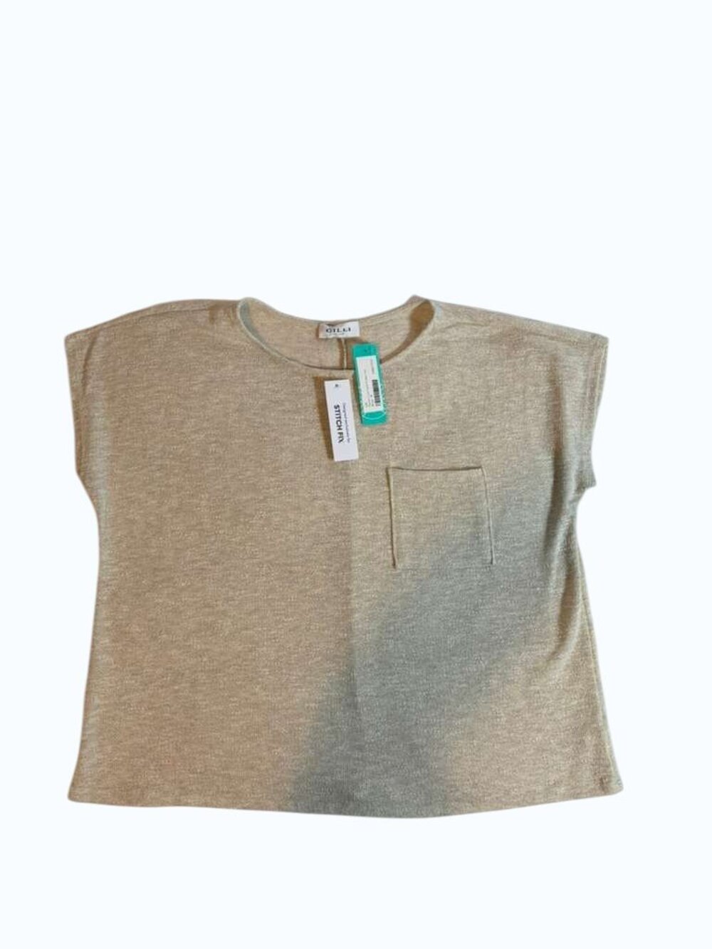 Gilli Beige Metallic Knit Top Size 1X NWT Pocket Soft Luxe.